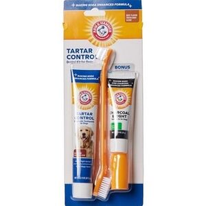 Arm & Hammer 4-Piece Tartar Control Toothpaste and Brush Set Dental Kit for Dogs